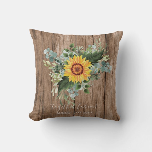 Cojín Decorativo Personalizado Recién Matrimonios Rústicos Eucalypt (Anverso)