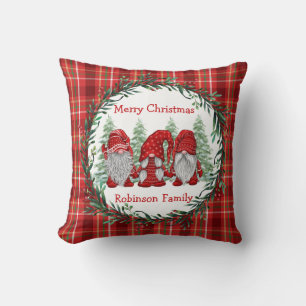 Cojín Decorativo Personalizado Red Gnomes Feliz Navidad