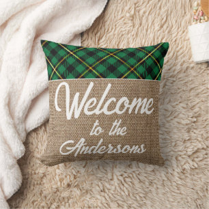 Cojín Decorativo Personalizado Red Gold Buffalo Check Tartan