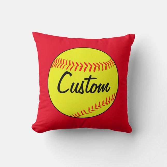 Cojín decorativo personalizado Red Softball (Anverso)