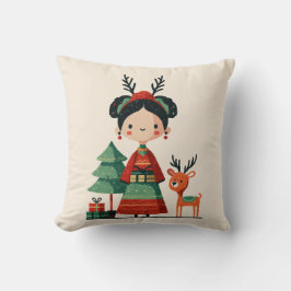 Cojín Decorativo Personalizado Retro Frida Kahlo Navidades simples 