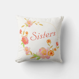 Cojín Decorativo Personalizado Reversible Hermanas Pillow Con Flore