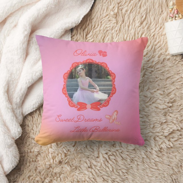 Cojín Decorativo Personalizado Rosa "Sweet Dreams Little Ballerina" (Manta)