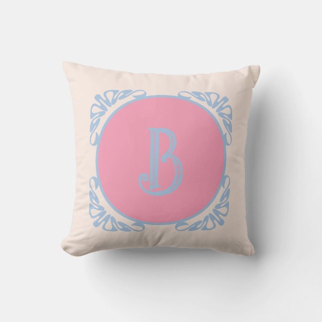 Cojín Decorativo Personalizado rosa y azul  (Anverso)