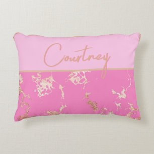 Cojín Decorativo Personalizado Rosa y Oro