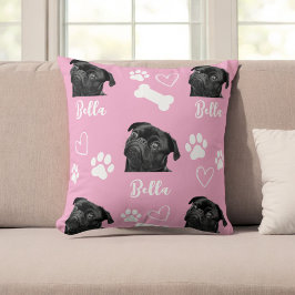 Cojín Decorativo Personalizado rosado Love Paw Print Dog Lover Masc