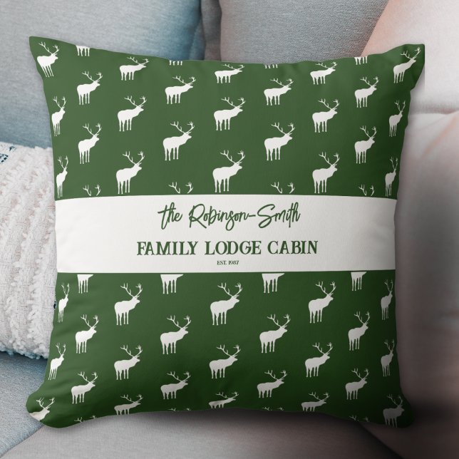 Cojín Decorativo Personalizado Rustic Green Elk Silhouette (Subido por el creador)