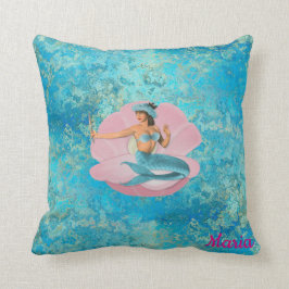 Cojín Decorativo Personalizado, sirena en una cáscara