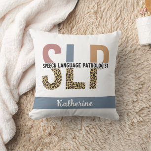 Cojín Decorativo Personalizado SLP Speech Pathólogo Leopard Print