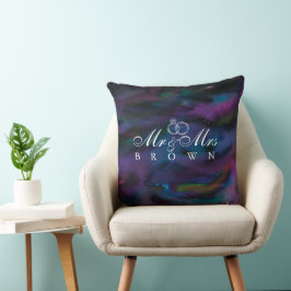 Cojín Decorativo Personalizado Sr. y Sra. smokey color de agua mora