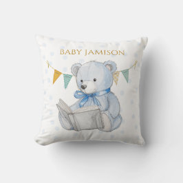Cojín Decorativo Personalizado Teddy Bear leyendo un libro