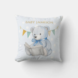 Cojín Decorativo Personalizado Teddy Bear leyendo un libro
