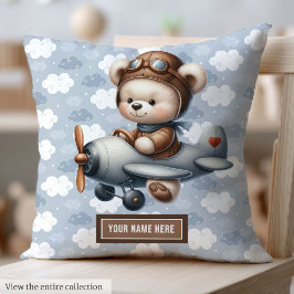 Cojín Decorativo Personalizado Teddy Bear Pilot Pillow Baby Nursery