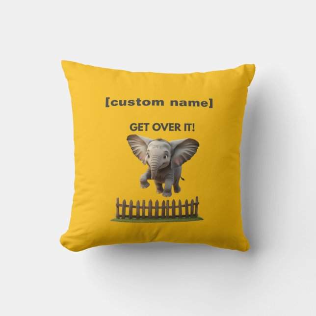 Cojín Decorativo Personalizado Texto o Nombre Elefante Volante (Anverso)