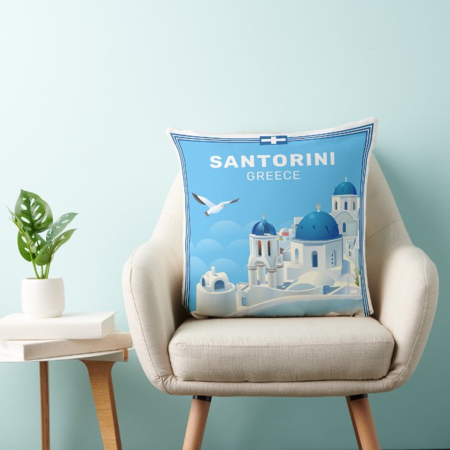 Cojín Decorativo Personalizado Textos Santorini Grecia (Silla)