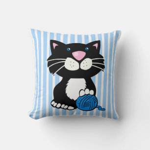 Cojín decorativo personalizado Tuxedo Cat y Stripe