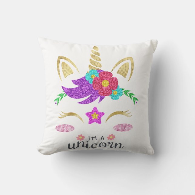 Cojín Decorativo Personalizado Unicornio frente a Pony (Anverso)