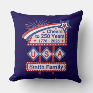 Cojín Decorativo Personalizado USA 250–Marquesina Retro Patriótica