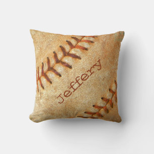 Cojín Decorativo Personalizado vintage béisbol blanco con costura r