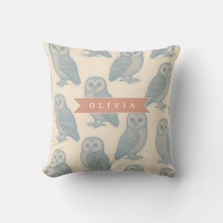 Cojín Decorativo Personalizado Vintage Blue Owl Woodland Cottagecor