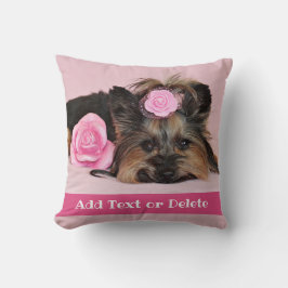 Cojín Decorativo Personalizado yorkie pippy rosado