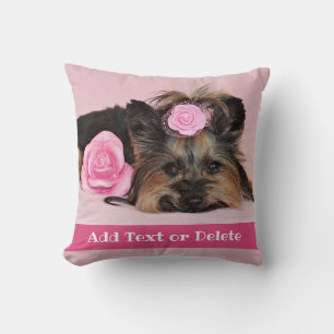 Cojín Decorativo Personalizado yorkie pippy rosado