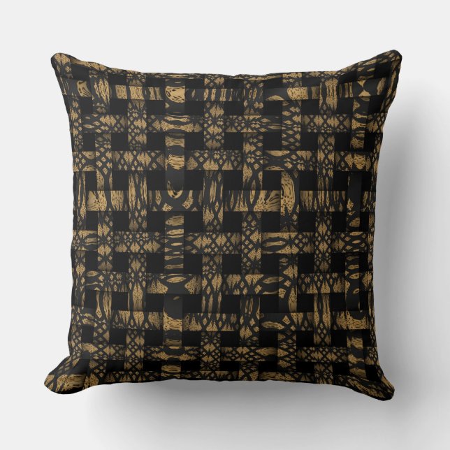 Cojín Decorativo Personalizado Zigzag Leopard Black Weave Pattern P (Anverso)