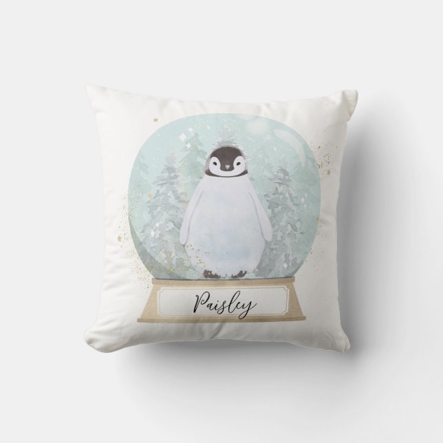 Cojín Decorativo Personalizar a los Navidades pingüinos (Anverso)