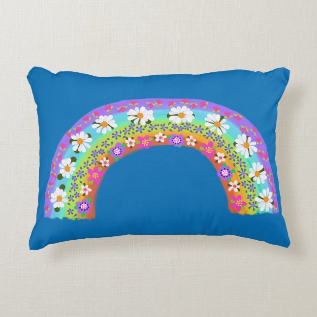 Cojín Decorativo Personalizar arcoiris sobre cielo azul (Anverso)