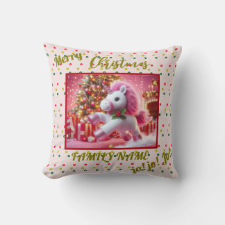 Cojín Decorativo Personalizar de navidad rosa unicornio