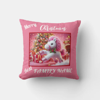 Cojín Decorativo Personalizar de navidad rosa unicornio