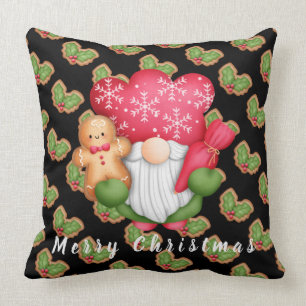 Cojín Decorativo Personalizar Mistletoe Gnome Texto y color 20"X20"