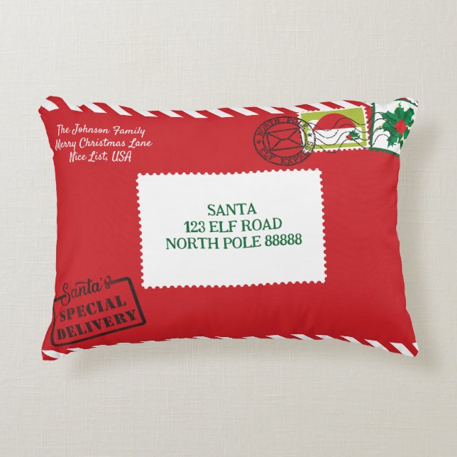 Cojín Decorativo Personalizar Navidades de letras rojas Santa (Anverso)