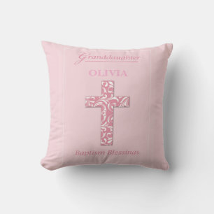 Cojín Decorativo Personalizar nombre nieta bautizo rosa niña