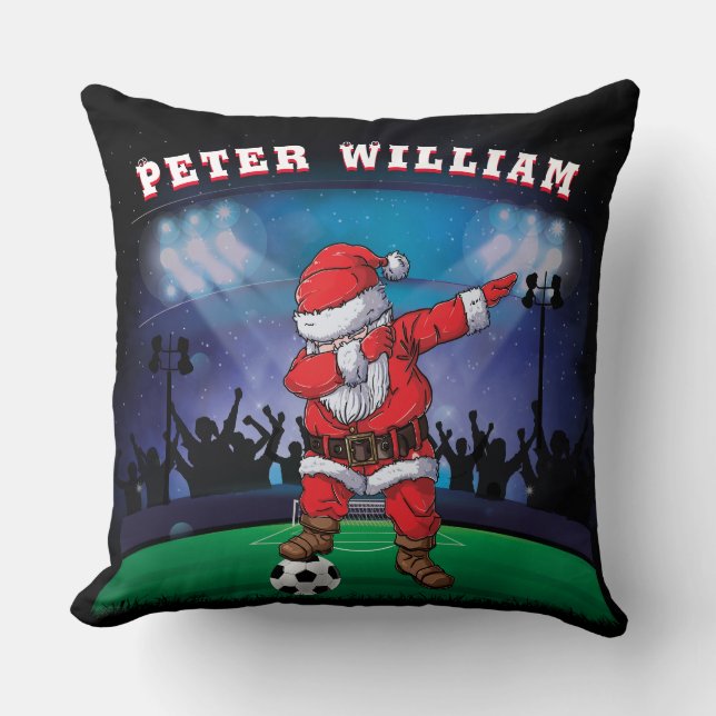 Cojín Decorativo Personalizar Nombre Santa Navidades Fútbol (Anverso)