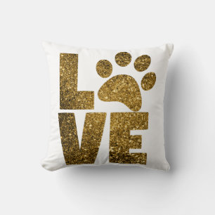 Cojín Decorativo Personalizar Purpurina Dorado Love Text con Animal
