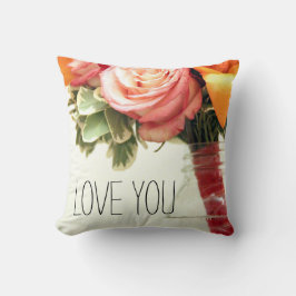 Cojín Decorativo personalizar rosa de flores de boda naranja rosa