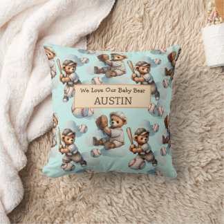 Cojín Decorativo Personalized Accent Pillow– Watercolor Teddy Bears