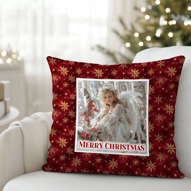 Cojín Decorativo Personalized Angel Red Gold Kids Gift Christmas  (Personalized Angel Red Gold Kids Gift Christmas Pillow

)