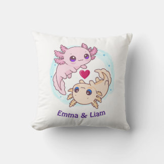 Cojín Decorativo Personalized Axolotl Couple Valentine Throw Pillow