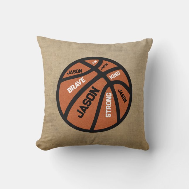 Cojín Decorativo Personalized Basketball Pillow Add Your Name (Anverso)