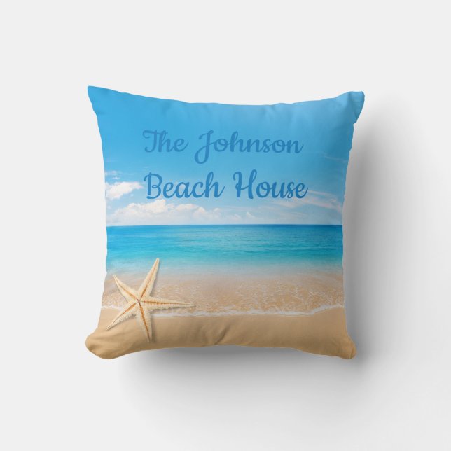 Cojín Decorativo Personalized Beach House Throw Pillow (Anverso)