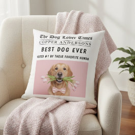 Cojín Decorativo Personalized “Best Dog Ever” Newspaper Photo 