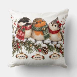 Cojín Decorativo Personalized Bird Family Christmas Ornament Custom