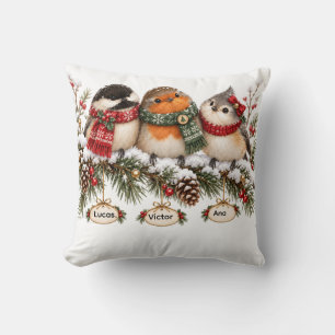 Cojín Decorativo Personalized Bird Family Christmas Ornament Custom