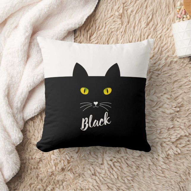 Cojín Decorativo Personalized Black Cat Pillow, Gift for Cat Lovers (Manta)