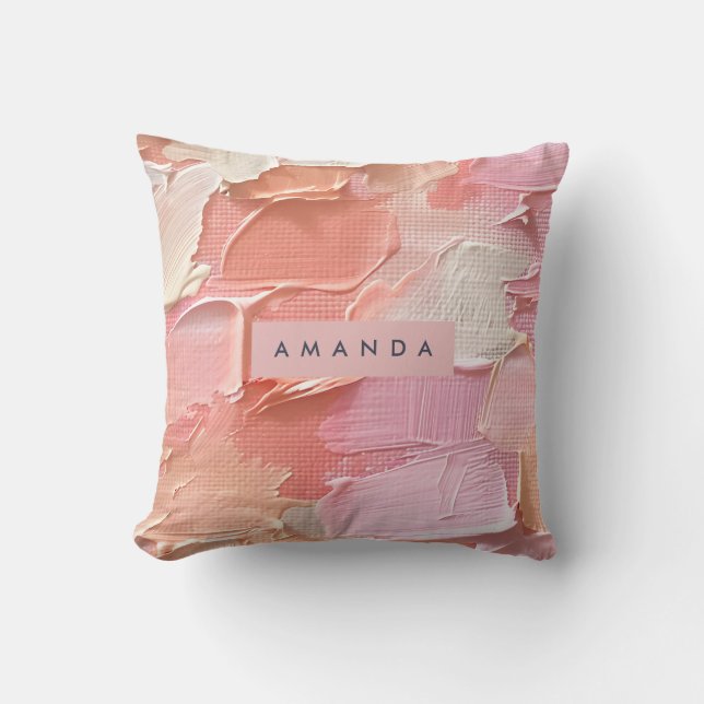 Cojín Decorativo Personalized Blush Pink and Peach Paint (Anverso)