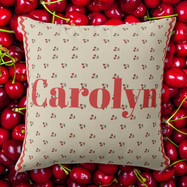 Cojín Decorativo Personalized Cherry Throw Pillow with Custom Name (Subido por el creador)