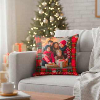 Cojín Decorativo Personalized Christmas Photo Throw Pillow