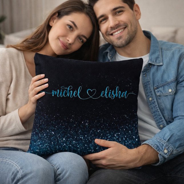 Cojín Decorativo Personalized Couple Name Starry Night Glitter (Subido por el creador)